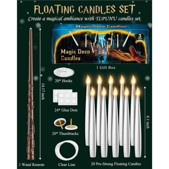 Floating Candles with Wand 20PCs -Christmas Magic Hanging Flameless Candles - Picture 3 of 7